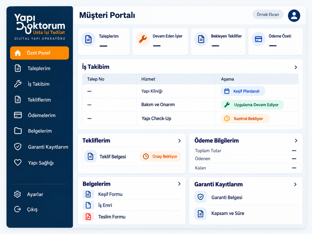 Yapı Doktorum müşteri portalı